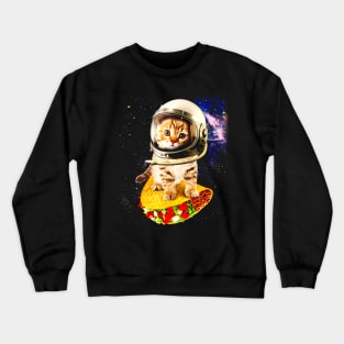 Space Cat Riding Tacos Crewneck Sweatshirt